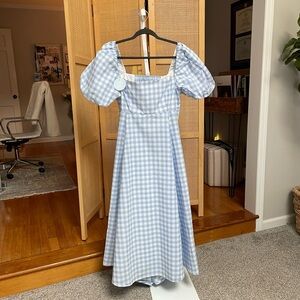 NWT Hill House Matilda Dress in Blue Jacquard Check